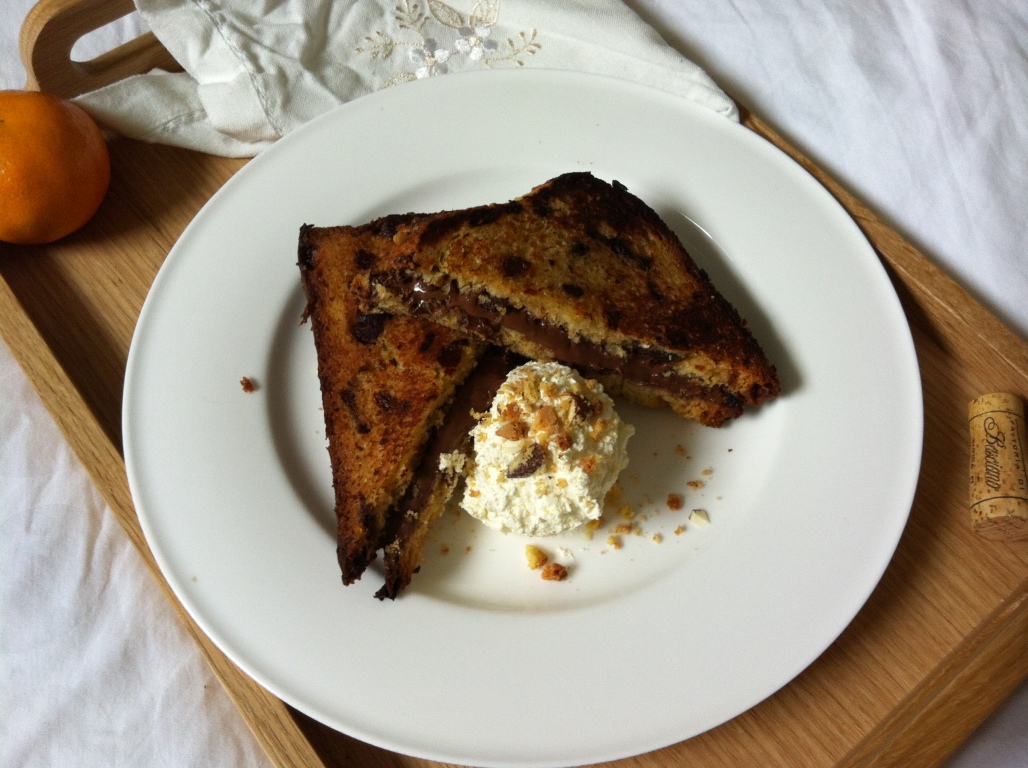 Toasted Panettone &amp; Nutella Sandwich with Cantuccini Cream | thelittleloaf